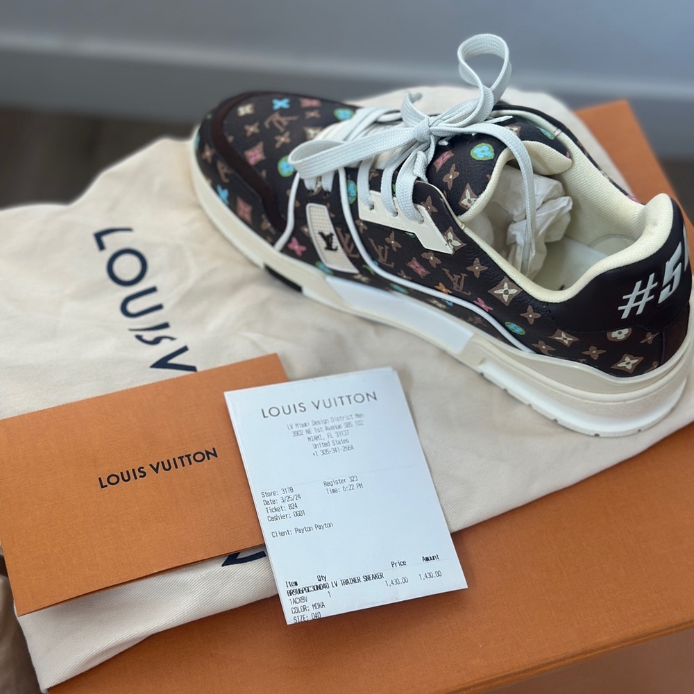 Louis Vuitton Brown and Cream Monogram Sneakers